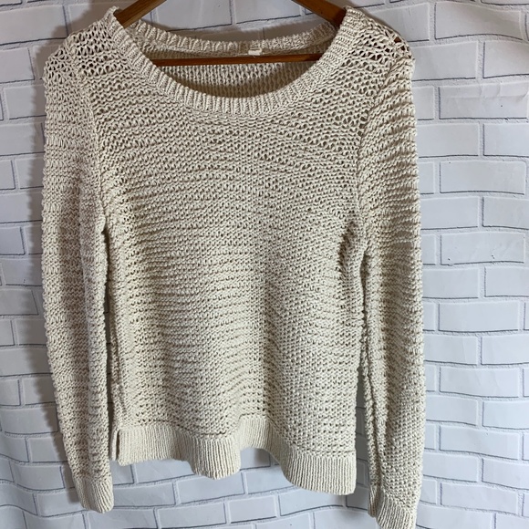 Eileen Fisher Cream Cable Knit Sweater 